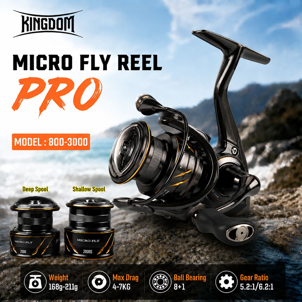 Kastking Reel Zephyr - Carrete de Pesca Kingdom Micro Fly